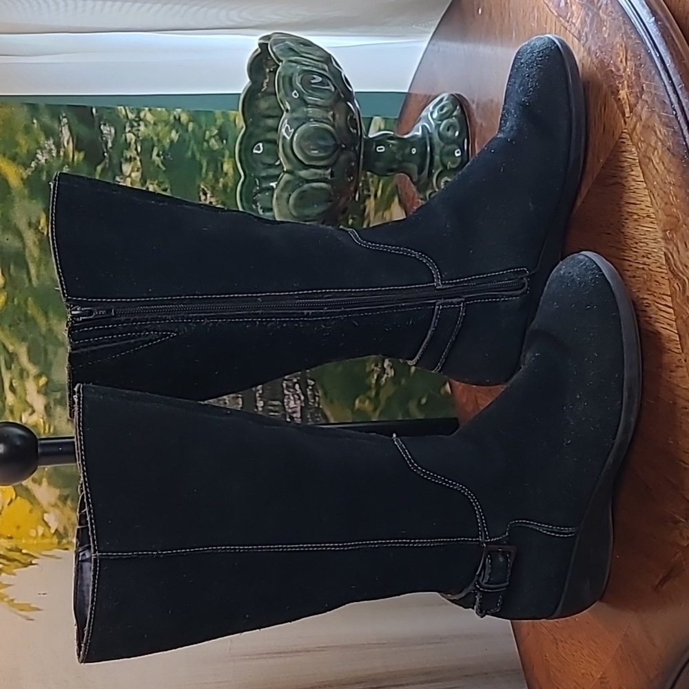 Westies Cloud Womens 8 black leather suede tall calf sleek classic boots